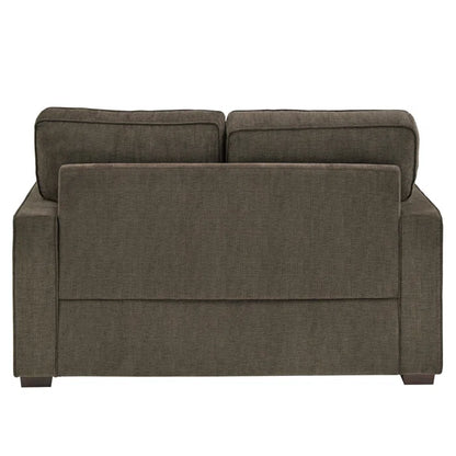 Modern Sofa Set: Modern Fabric Upholstered Square Arm Sofa Set - Living Room Chair, Loveseat And Sofa(Brown Chenille)