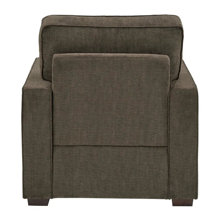 Modern Sofa Set: Modern Fabric Upholstered Square Arm Sofa Set - Living Room Chair, Loveseat And Sofa(Brown Chenille)