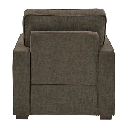 Modern Sofa Set: Modern Fabric Upholstered Square Arm Sofa Set - Living Room Chair, Loveseat And Sofa(Brown Chenille)