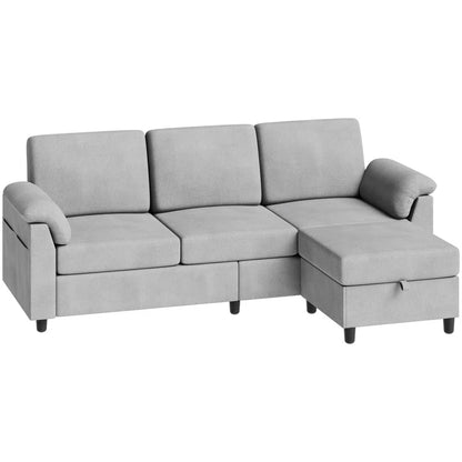 L- Shape Sectional Sofa: 79" Modern Linen Fabric Living Room Sectional Sofa (Light Gray)