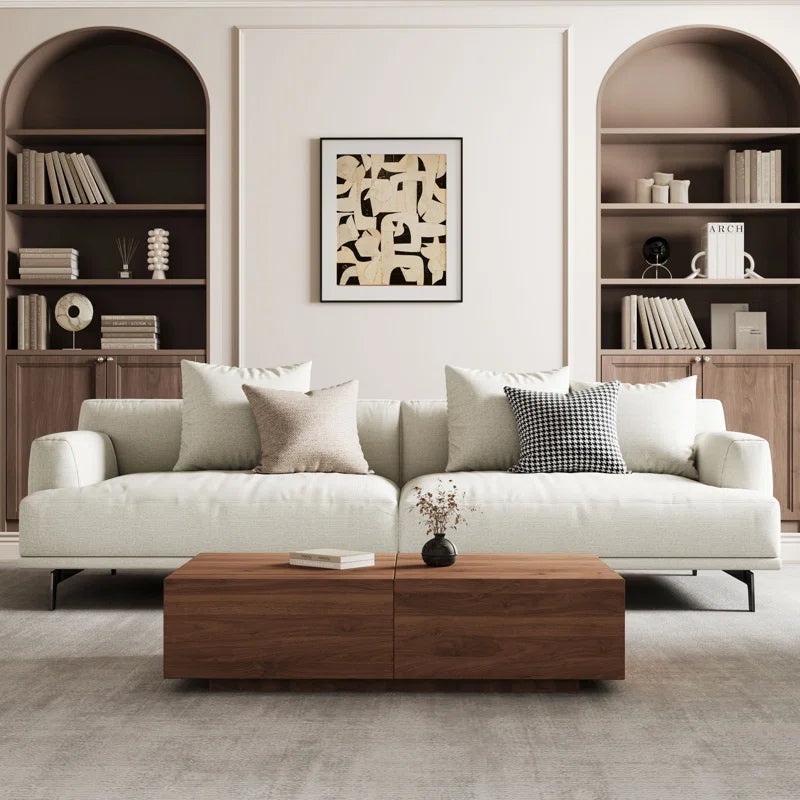 Modern Sofa Set:  Modern cotton and linen cushion Living Room Set with Pillow(Beige)