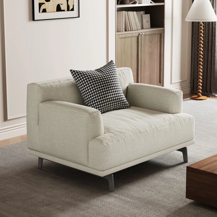 Sofa Chair: 41.3" Modern cotton and linen cushion Single seat square armrest sofa with Pillows