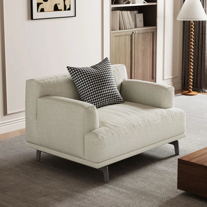 Sofa Chair: 41.3" Modern cotton and linen cushion Single seat square armrest sofa with Pillows