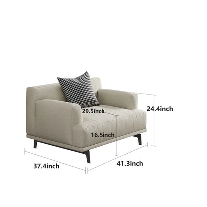 Sofa Chair: 41.3" Modern cotton and linen cushion Single seat square armrest sofa with Pillows