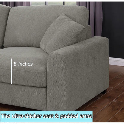 U-Shape Sectional Sofa: Modular 12-piece Oversized 9-seater Corner Sectional Sofa(Gray Polyester)