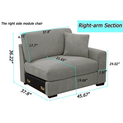 U-Shape Sectional Sofa: Modular 12-piece Oversized 9-seater Corner Sectional Sofa(Gray Polyester)