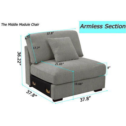 U-Shape Sectional Sofa: Modular 12-piece Oversized 9-seater Corner Sectional Sofa(Gray Polyester)