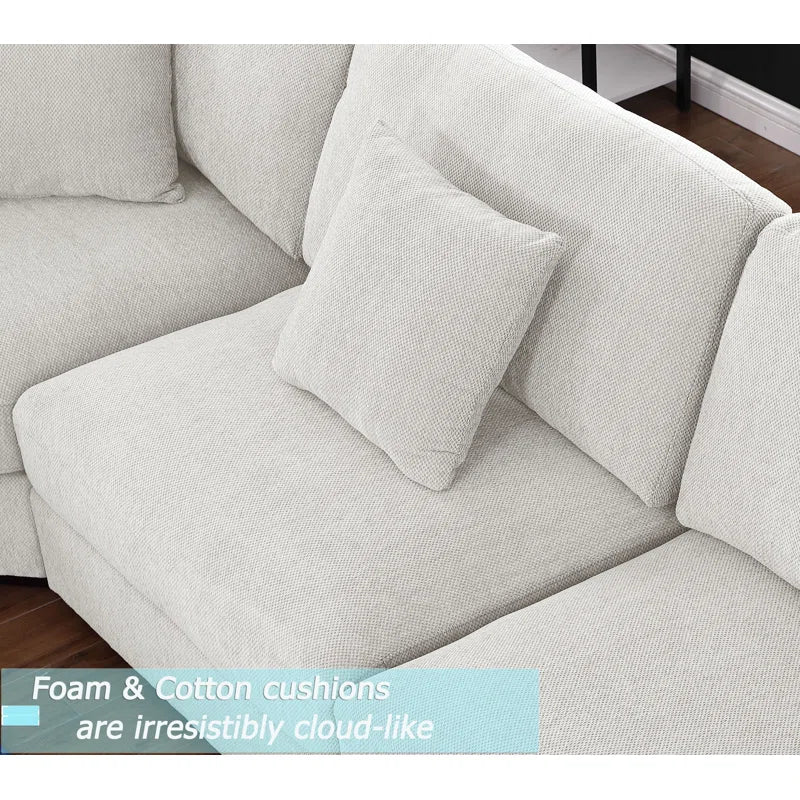 U-Shape Sectional Sofa: Modular 12-piece Oversized 9-seater Corner Sectional Sofa(White Polyester)