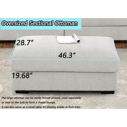 U-Shape Sectional Sofa: Modular 12-piece Oversized 9-seater Corner Sectional Sofa(White Polyester)