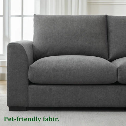 6 Seater Sofa: 6-piece Modular Arm Upholstered  Sofa With Storage Ottoman(Gray Linen)