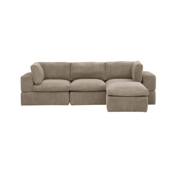 L-Shape Sectional Sofa: 4 - Piece Modular Corduroy Sectional(Camel Corduroy)