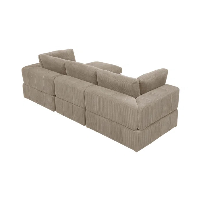 L-Shape Sectional Sofa: 4 - Piece Modular Corduroy Sectional(Camel Corduroy)