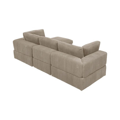 L-Shape Sectional Sofa: 4 - Piece Modular Corduroy Sectional(Camel Corduroy)