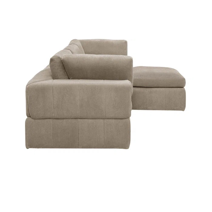 L-Shape Sectional Sofa: 4 - Piece Modular Corduroy Sectional(Camel Corduroy)