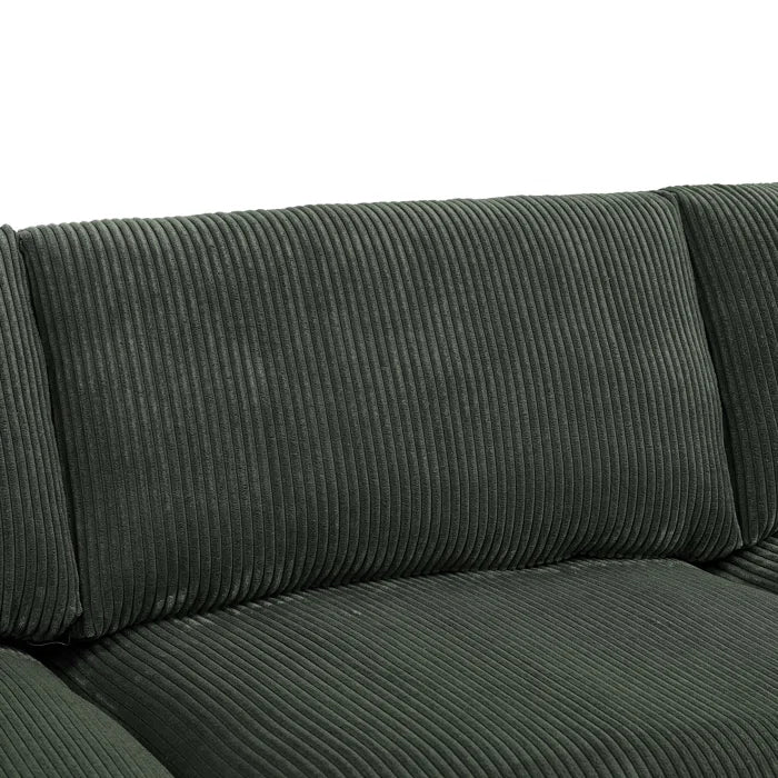 L-Shape Sectional Sofa: 4 - Piece Modular Corduroy Sectional(Dark Green Corduroy)
