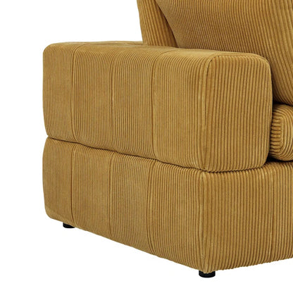 L-Shape Sectional Sofa: 4 - Piece Modular Corduroy Sectional(Ginger Corduroy)