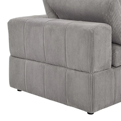 L-Shape Sectional Sofa: 4 - Piece Modular Corduroy Sectional(Light Gray Corduroy)