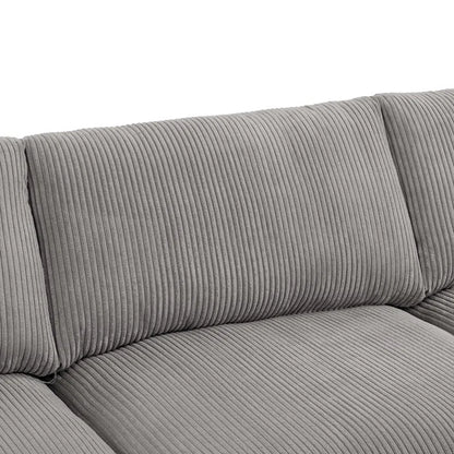 L-Shape Sectional Sofa: 4 - Piece Modular Corduroy Sectional(Light Gray Corduroy)