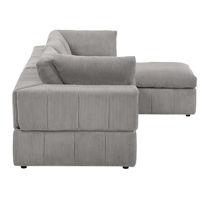 L-Shape Sectional Sofa: 4 - Piece Modular Corduroy Sectional(Light Gray Corduroy)