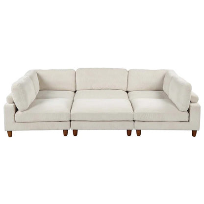 THE CASA ORO® U-Shape Sectional Sofa: Modular Corner Sectional Sofa with Ottoman(Beige Polyester)