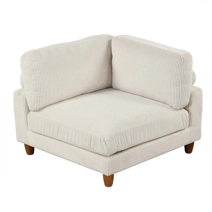THE CASA ORO® U-Shape Sectional Sofa: Modular Corner Sectional Sofa with Ottoman(Beige Polyester)
