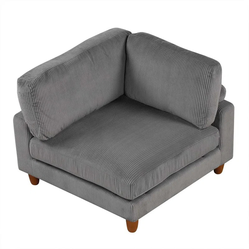 U-Shape Sofa: Modular Corner Sectional Sofa with Ottoman(Gray Polyester)