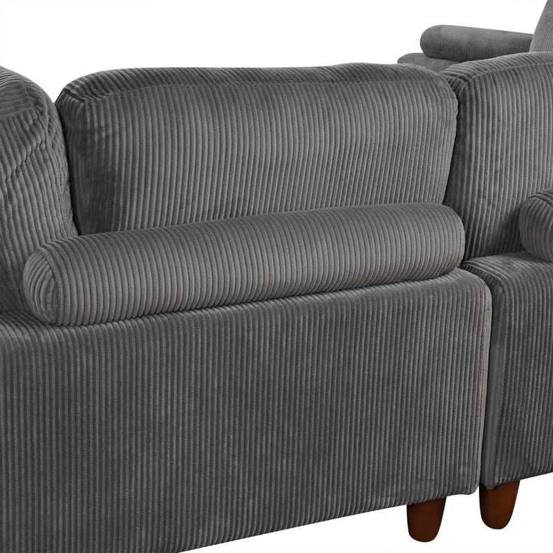 U-Shape Sofa: Modular Corner Sectional Sofa with Ottoman(Gray Polyester)