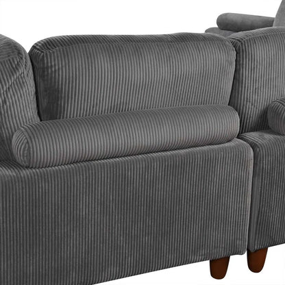 U-Shape Sofa: Modular Corner Sectional Sofa with Ottoman(Gray Polyester)