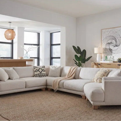 L-Shape Sectional Sofa: 4- Piece Modular Corner Sectional(Off White)