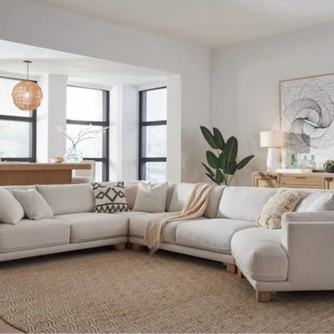 L-Shape Sectional Sofa: 4- Piece Modular Corner Sectional(Off White)