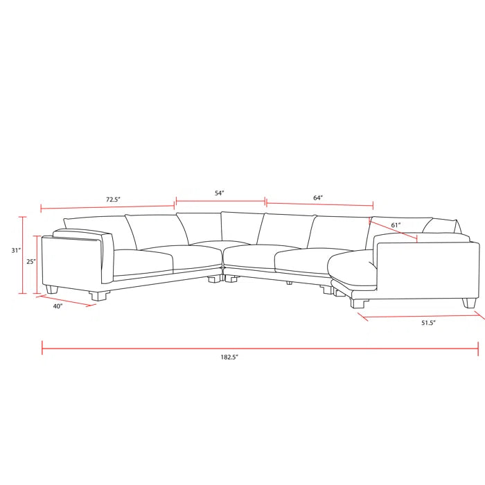 L-Shape Sectional Sofa: 4- Piece Modular Corner Sectional(Off White)