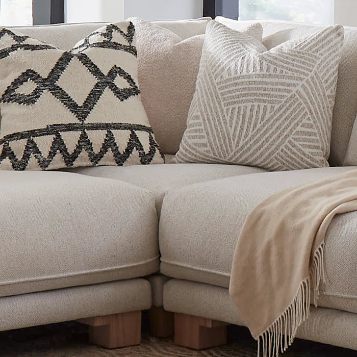 L-Shape Sectional Sofa: 4- Piece Modular Corner Sectional(Off White)