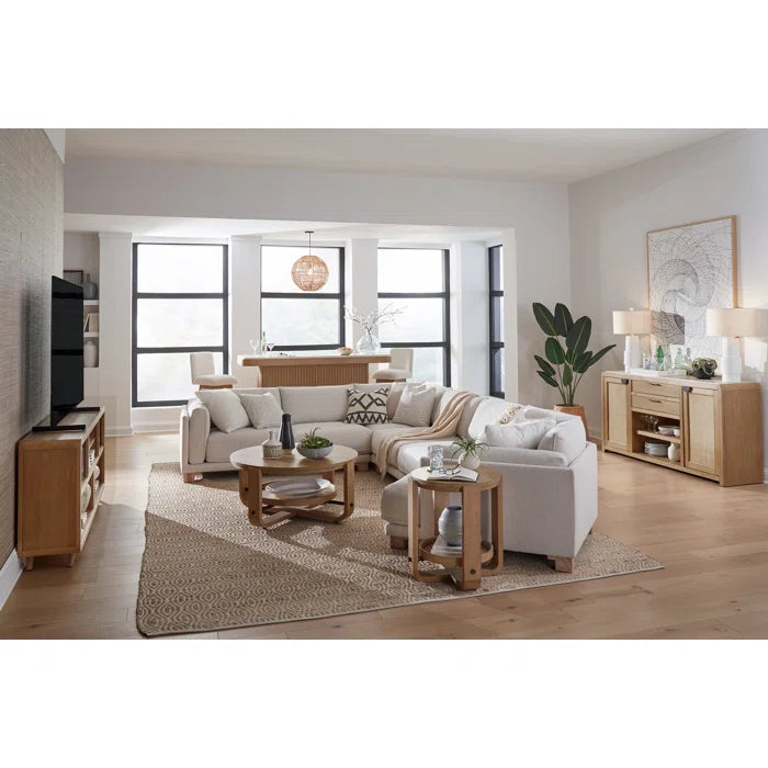 L-Shape Sectional Sofa: 4- Piece Modular Corner Sectional(Off White)