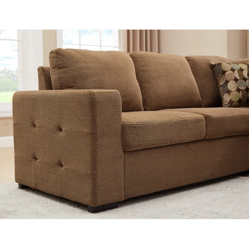 U Shape Sectional Sofa: 123" Oversized Sectional Sleeper Sofa With Storage Living Room(Brown)