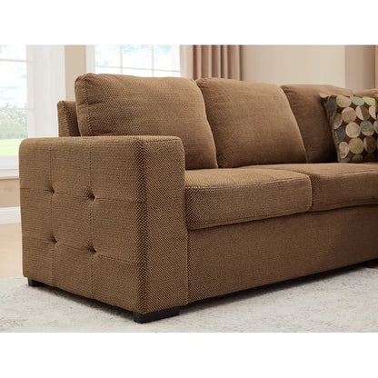 U Shape Sectional Sofa: 123" Oversized Sectional Sleeper Sofa With Storage Living Room(Brown)