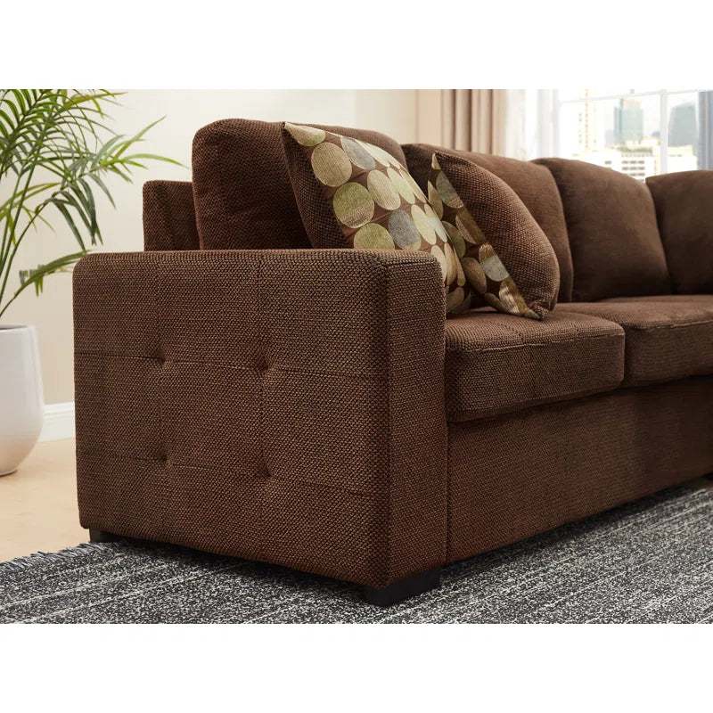 U Shape Sectional Sofa: 123" Oversized Sectional Sleeper Sofa With Storage Living Room(Dark Brown)