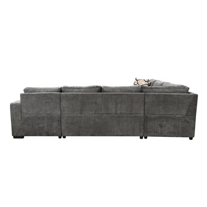 U Shape Sectional Sofa: 123" Oversized Sectional Sleeper Sofa With Storage Living Room(Dark Gray)