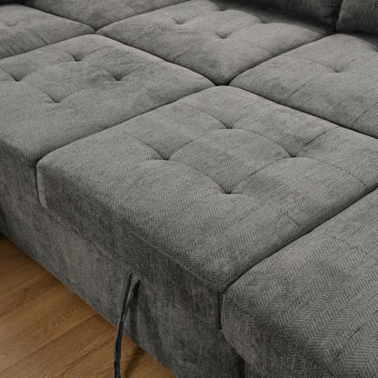 U Shape Sectional Sofa: 123" Oversized Sectional Sleeper Sofa With Storage Living Room(Dark Gray)