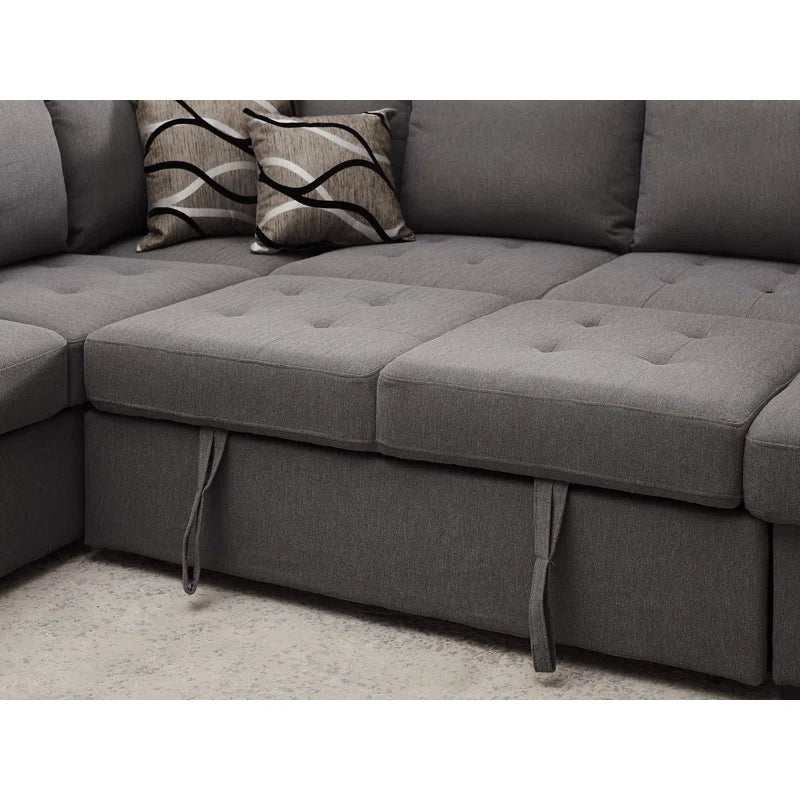 U Shape Sectional Sofa: 123" Oversized Sectional Sleeper Sofa With Storage Living Room(Gray)