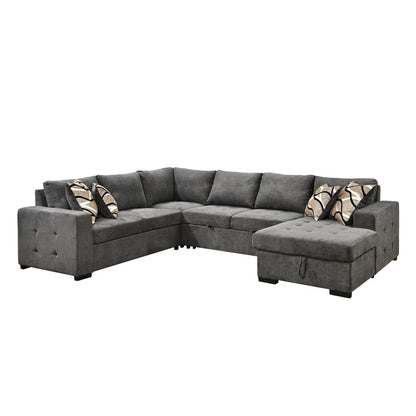 U Shape Sectional Sofa: 123" Oversized Sectional Sleeper Sofa With Storage Living Room(Gray)