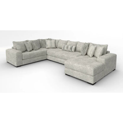 U-Shape Sectional Sofa: 3-Piece Upholstered Teddy Bear Soft Fabric Sectional with pillows(Gray)