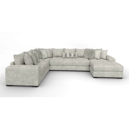 U-Shape Sectional Sofa: 3-Piece Upholstered Teddy Bear Soft Fabric Sectional with pillows(Gray)