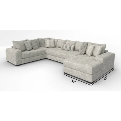 U-Shape Sectional Sofa: 3-Piece Upholstered Teddy Bear Soft Fabric Sectional with pillows(Gray)