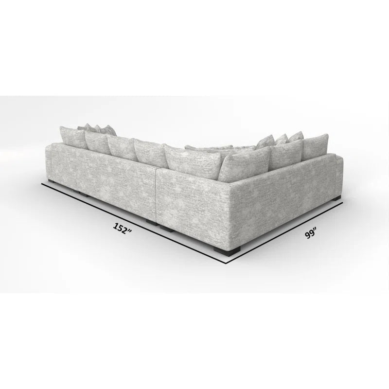 U-Shape Sectional Sofa: 3-Piece Upholstered Teddy Bear Soft Fabric Sectional with pillows(Gray)