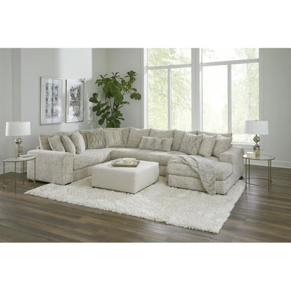 U-Shape Sectional Sofa: 3-Piece Upholstered Teddy Bear Soft Fabric Sectional with pillows(Gray)