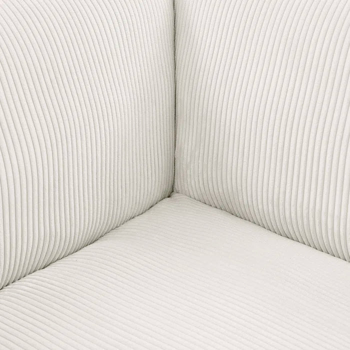 U-Shape Sectional Sofa: 129" Wide Reversible Modular Corner Sectional with Ottoman(Cream Corduroy)