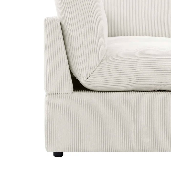 U-Shape Sectional Sofa: 129" Wide Reversible Modular Corner Sectional with Ottoman(Cream Corduroy)