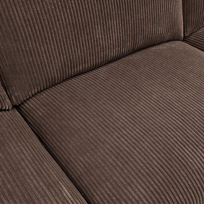 U-Shape Sectional Sofa: 129" Wide Reversible Modular Corner Sectional with Ottoman(Dark Brown Corduroy)