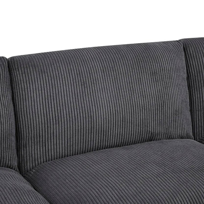 U-Shape Sectional Sofa: 129" Wide Reversible Modular Corner Sectional with Ottoman(Dark Gray Corduroy)