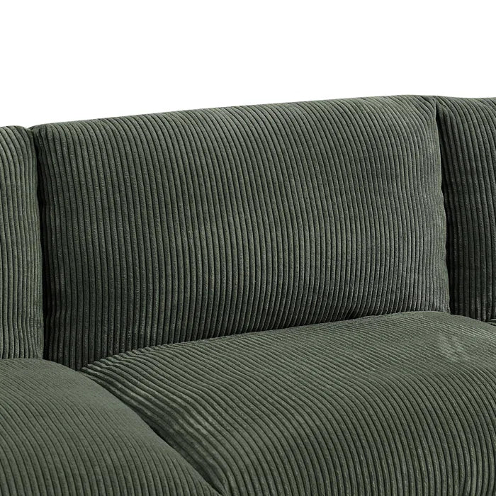 U-Shape Sectional Sofa: 129" Wide Reversible Modular Corner Sectional with Ottoman(Green Corduroy)